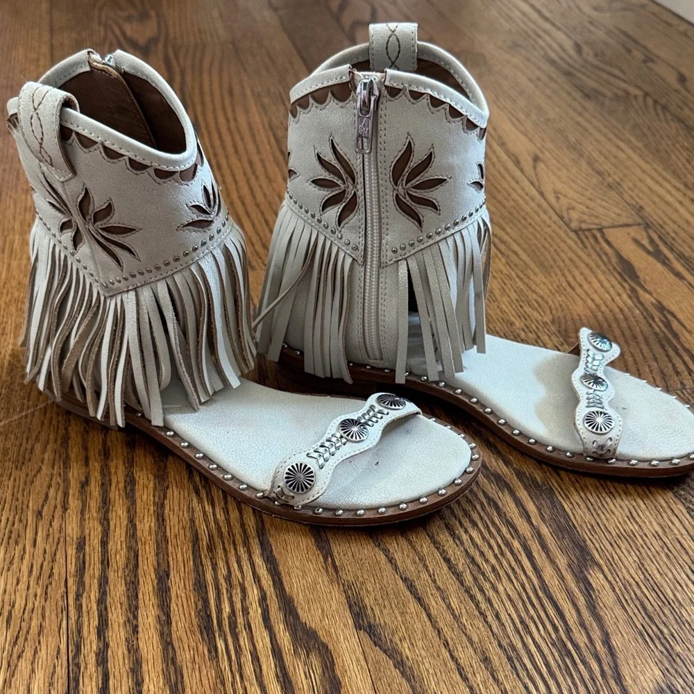 Free People ASH SUMMER WESTERN COWGIRL TASSEL BOOT Sandals SZ 36